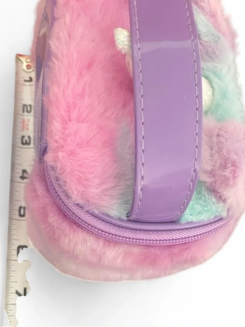 Claire's Pastel Rainbow Unicorn Plush Handbag with Glitter Horn